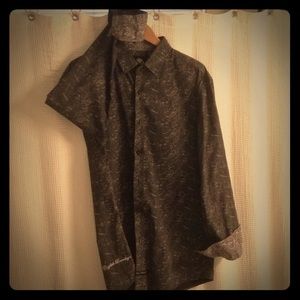Two-tone Grey, Paisley casual button down shirt